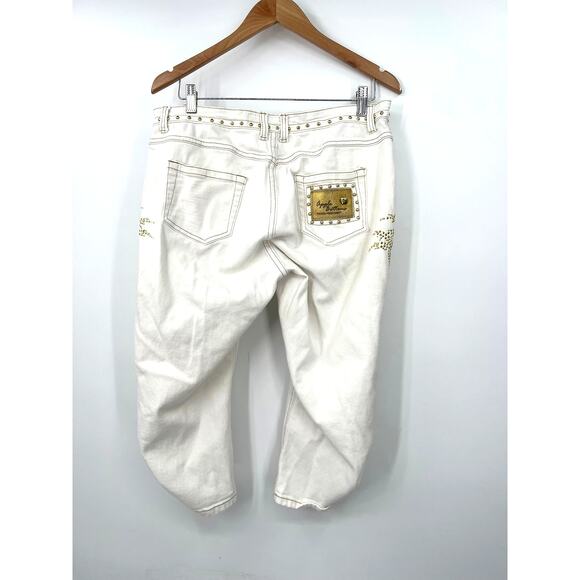Apple Bottom | 15/16 | Capri denim Jeans Studded Gold Cropped Pant Palm Tree - Picture 4 of 6
